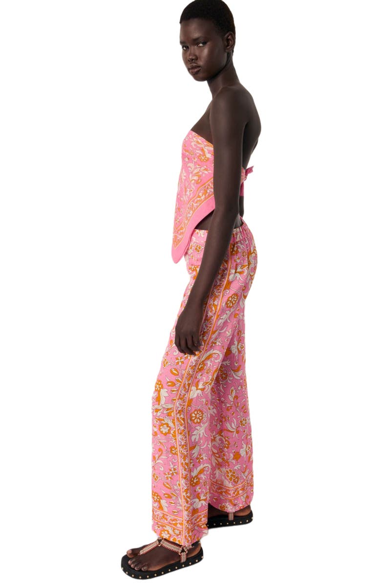 maje Patterned linen trousers, Alternate, color,