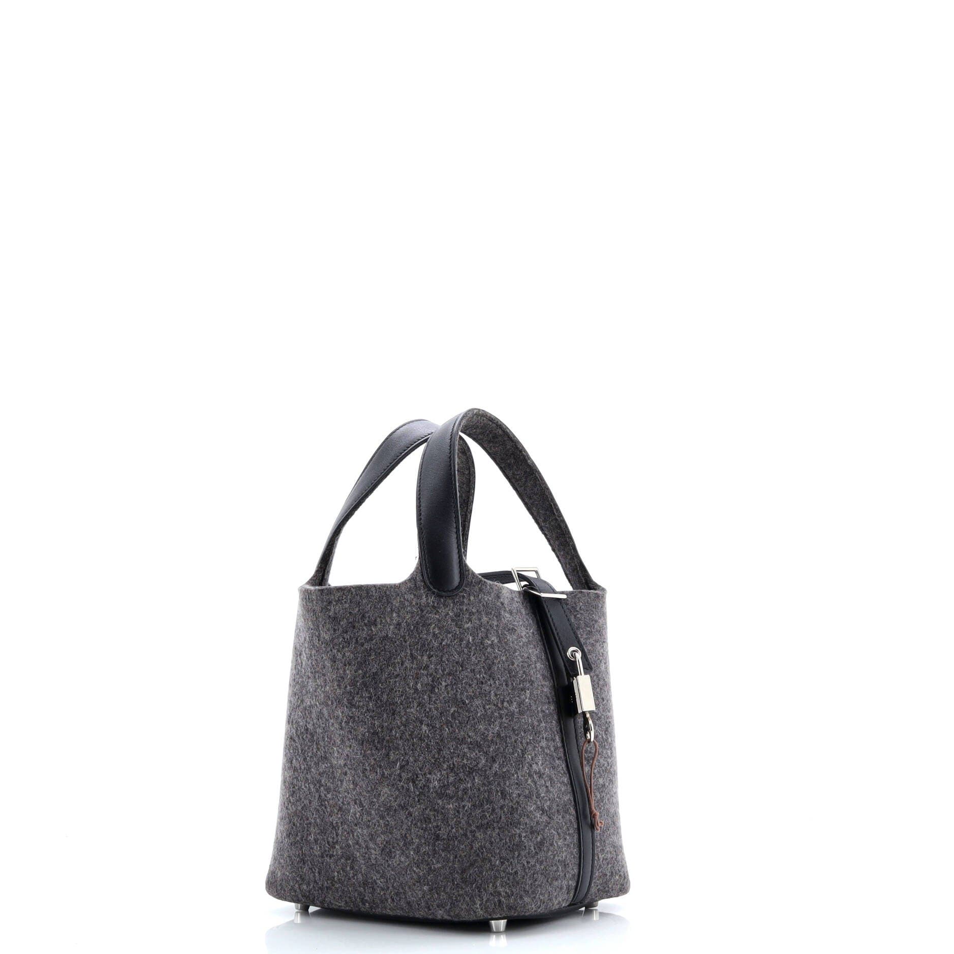 Pre-Owned Hermes Picotin Lock Bag Felt with Leather PM, Alternate, color, Gris Moyen