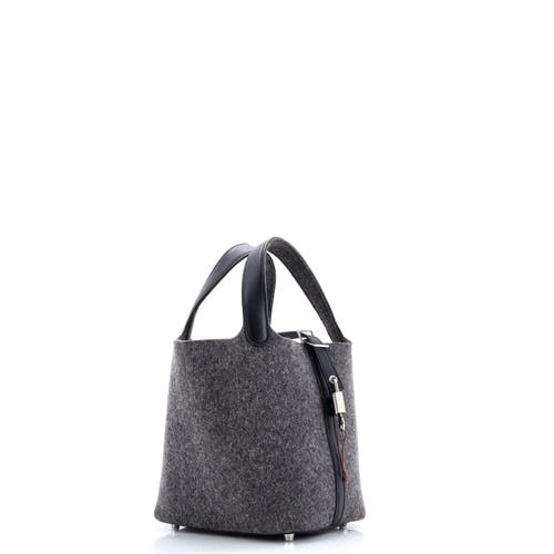 Pre-owned Hermes Hermes Picotin Lock Bag Felt With Leather Pm In Gray