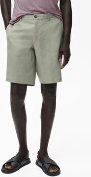 MANGO Slim Fit Linen Bermuda Shorts