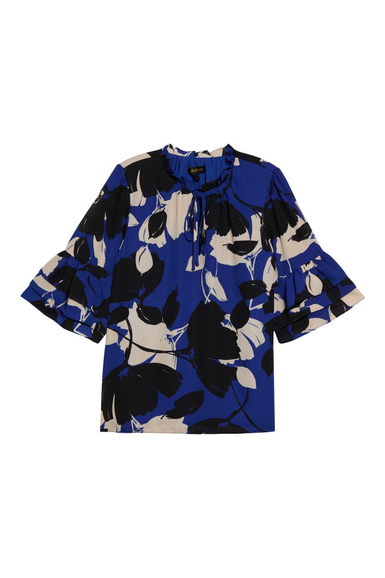 Anthem Floral Break Room Split Neck Top, Alternate, color, BLUE-BLACK