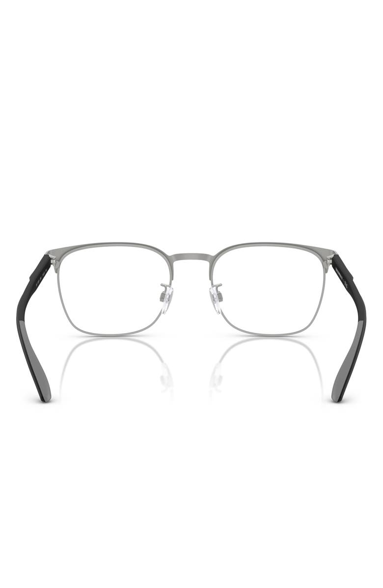 Emporio Armani 55mm Pillow Optical Glasses, Alternate, color, Black / Silver / Demo Lens