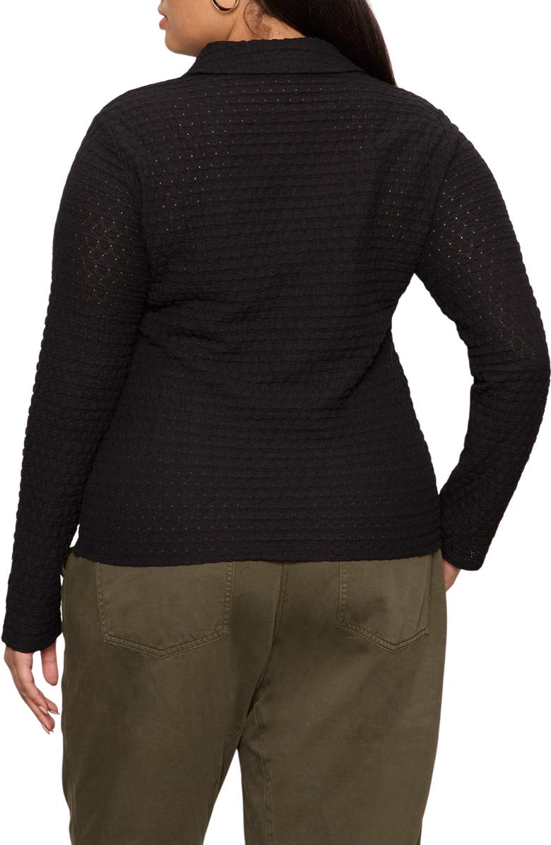 Sanctuary Dreamer Textured Bubble Knit Button-Up Shirt, Alternate, color, Black