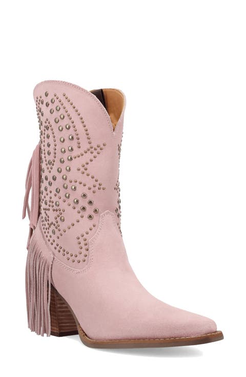 Star Power Fringe & Stud Western Boot (Women) (Narrow Calf)