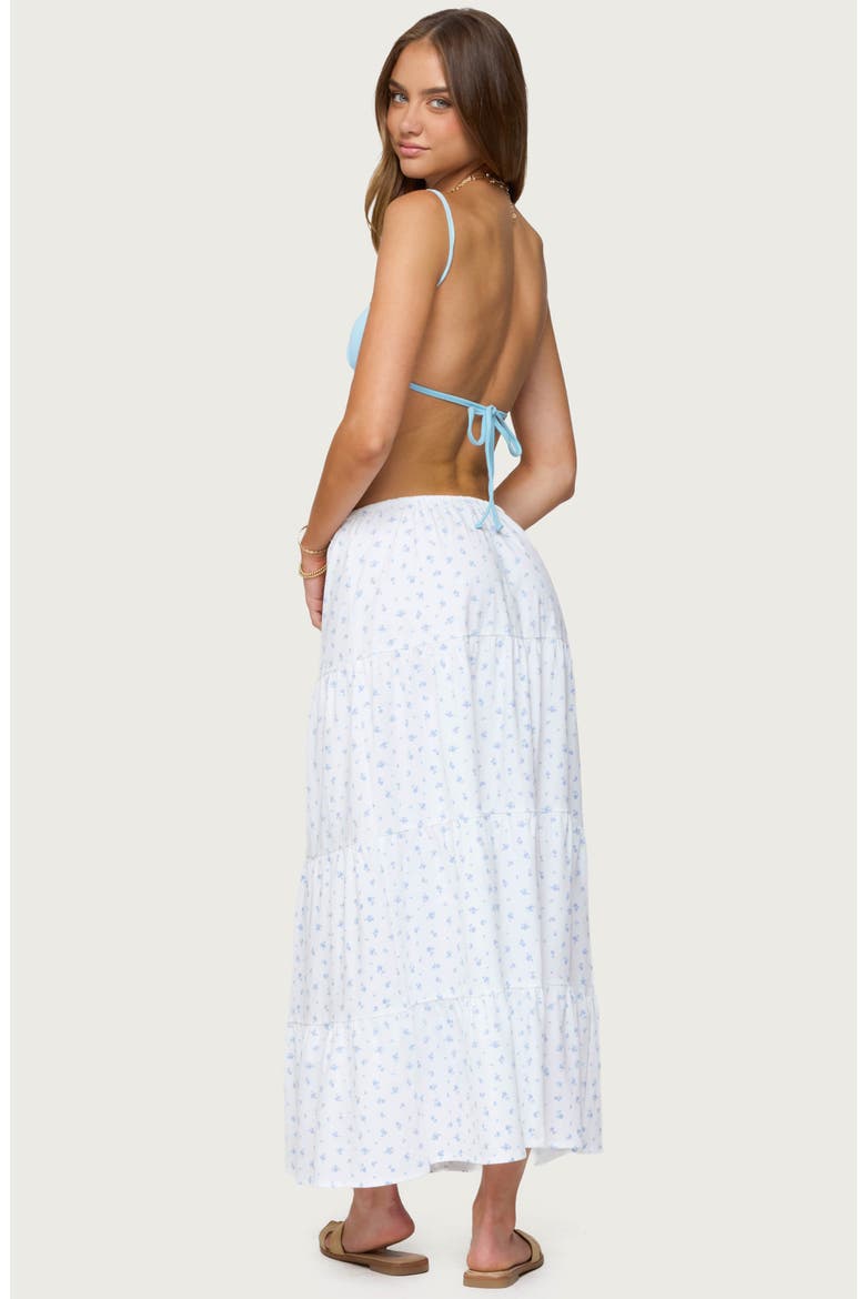 Charley Tiered Floral Maxi Skirt, Alternate, color, WHITE