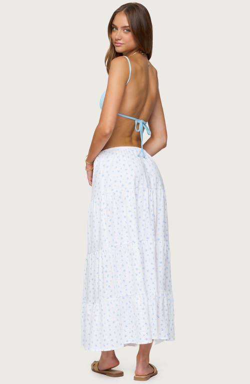 Edikted Charley Floral Tiered Maxi Skirt In White