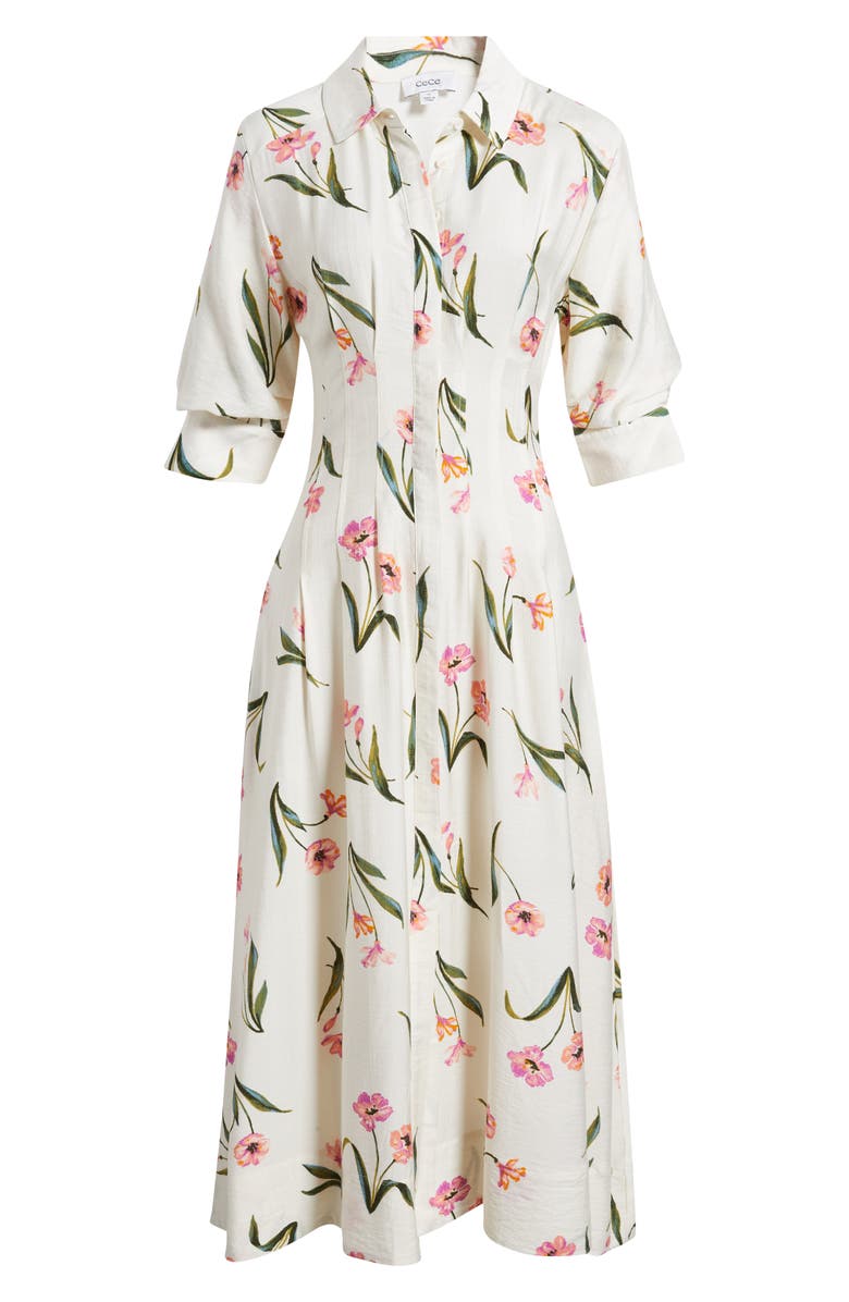 CeCe Print Puff Sleeve Maxi Dress, Main, color, New Ivory