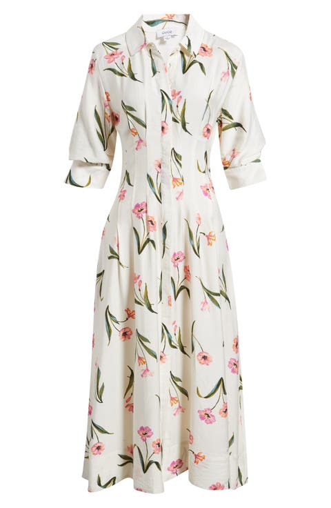 Print Puff Sleeve Maxi Dress