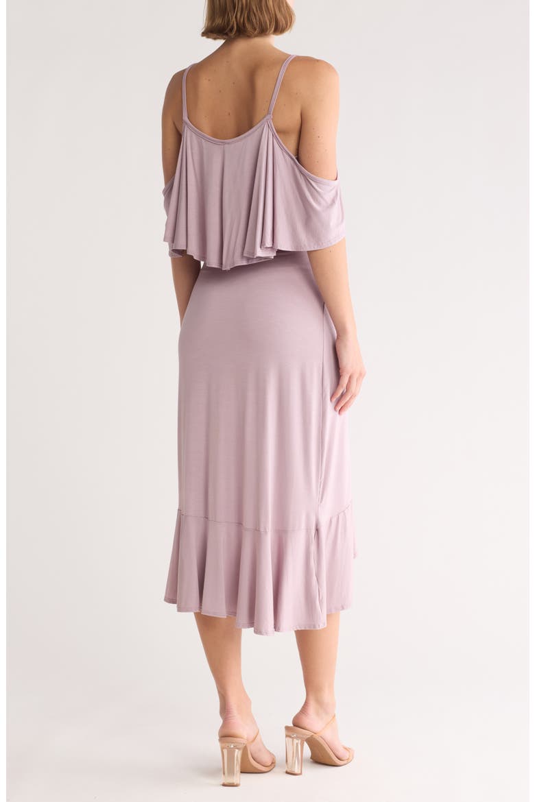 Cold-Shoulder Wrap Dress, Alternate, color, ELDERBERRY
