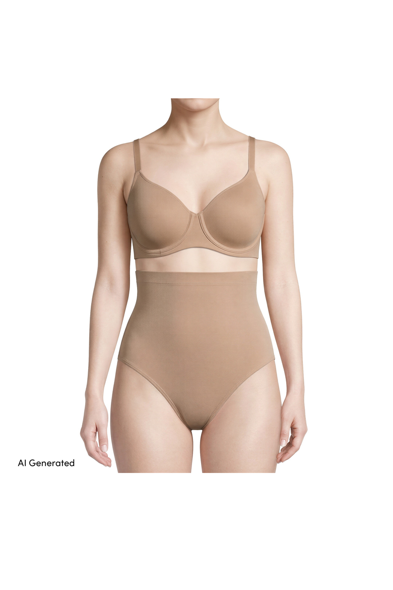 Lands’ End Womens Contour Flex High Waist Shaping Brief, Main, color, Clay Bisque