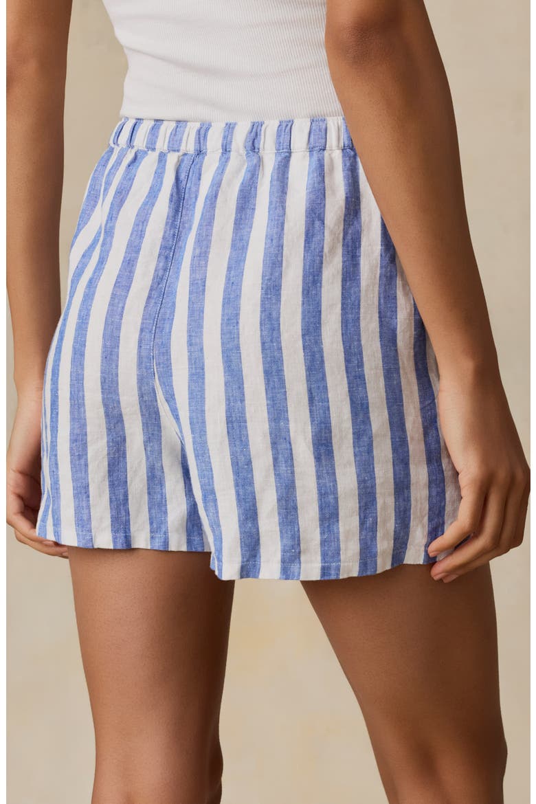 Laguna Montecito Linen Shorts, Alternate, color, COASTAL CALM STRIPE