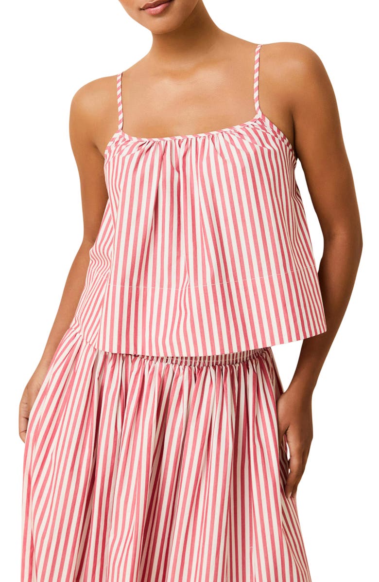 Solid & Striped The Mayan Stripe Cotton Camisole, Main, color, Lipstick Red