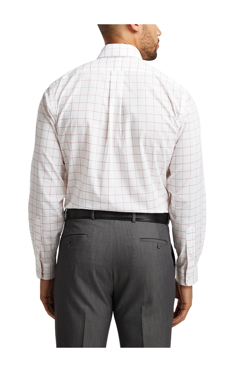 Paul Fredrick Tailored Fit Non-iron Cotton Windowpane Dress Shirt With Contrast Trim, Alternate, color, Red