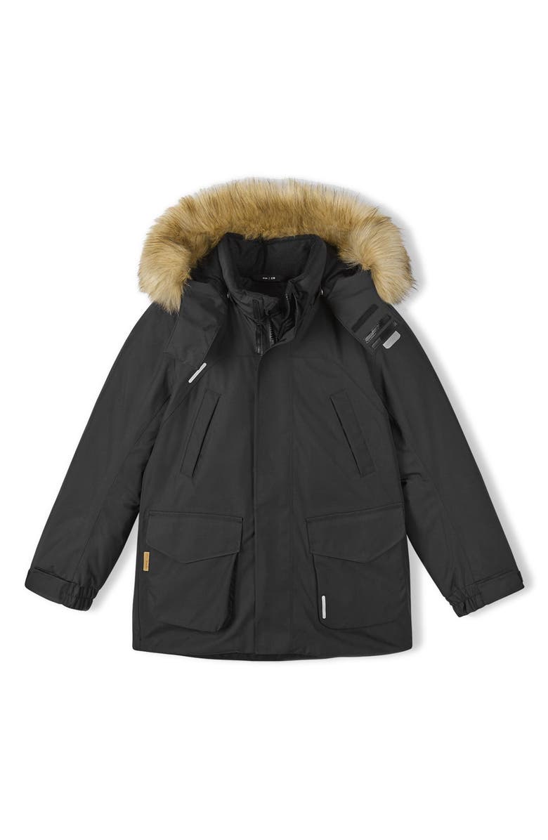 Reima Kids' Serkku Waterproof Down & Feather Fill Jacket with Faux Fur Trim, Main, color,