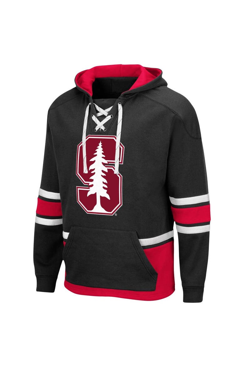 Men's Colosseum Black Stanford Cardinal Lace Up 3.0 Pullover Hoodie, Alternate, color, Black