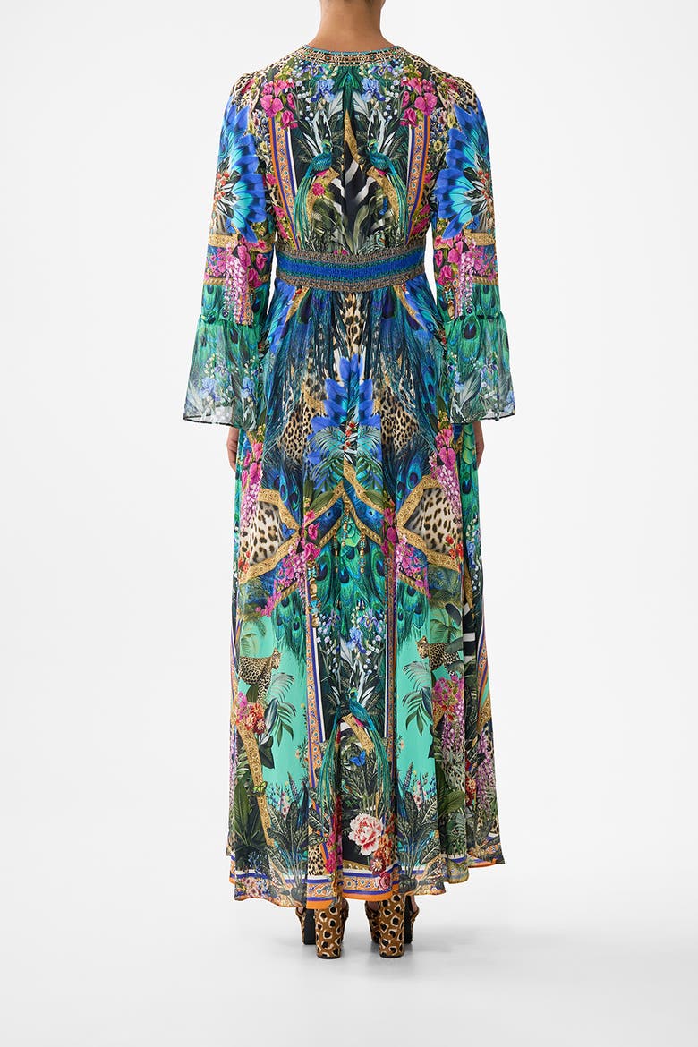 Shaped Waistband Dress With Ruffle Sleeve, Alternate, color, Animal Alchemy