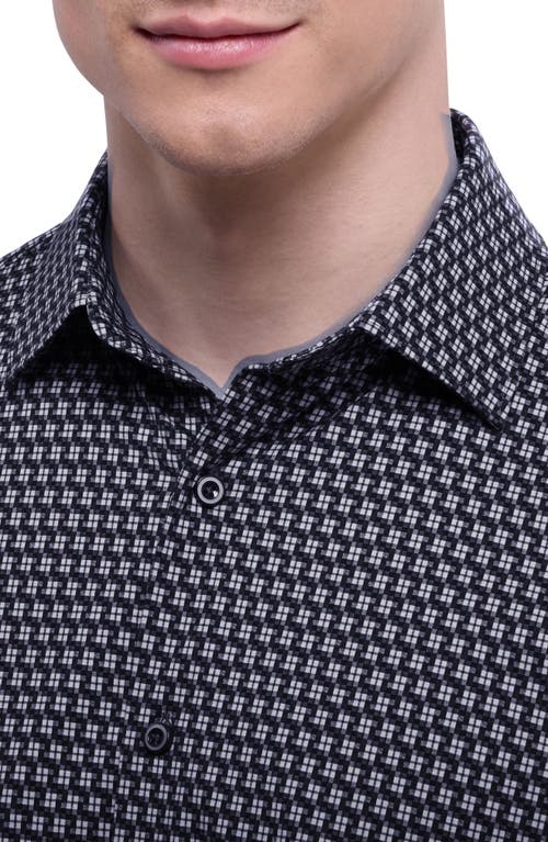 Bugatchi James Ooohcotton® Geo Button-up Shirt In Black