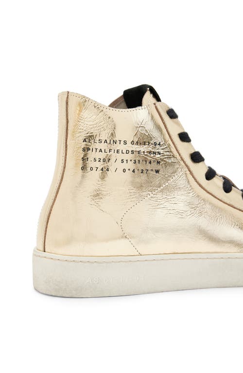 Allsaints Tana Metallic Leather High Top Sneaker In Gold