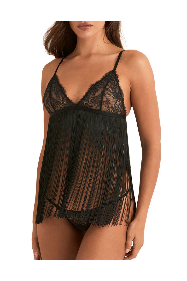 Charizma Babydoll & G-String Set Lingerie, Main, color, Black