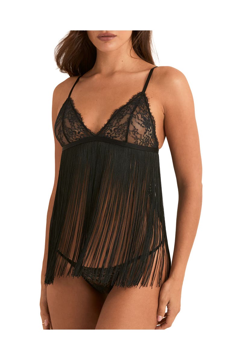 Adore Me Charizma Babydoll & G-String Set Lingerie, Main, color, Black