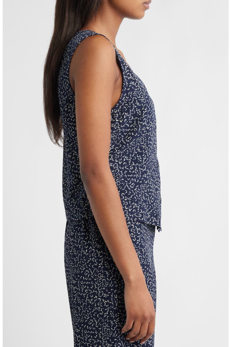 Print Button-Up Vest, Alternate, color, NAVY/ IVORY
