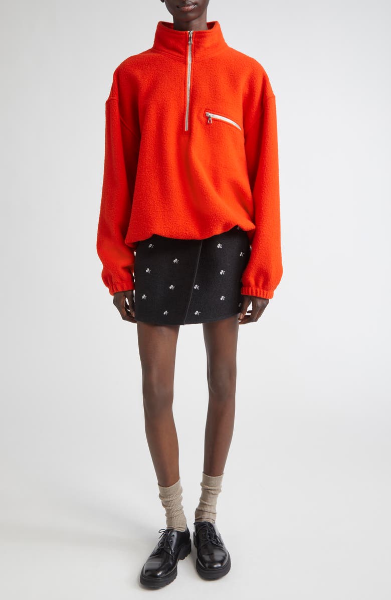 RIER Walker Floral Embroidered Wool Wrap Miniskirt, Alternate, color, Black Flowers