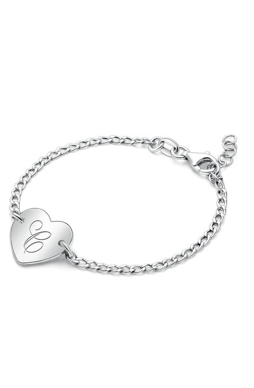 Tiny Blessings Sterling Silver Lovely Heart Id Bracelet & Engraved Initial 6" Bracelet In Brown