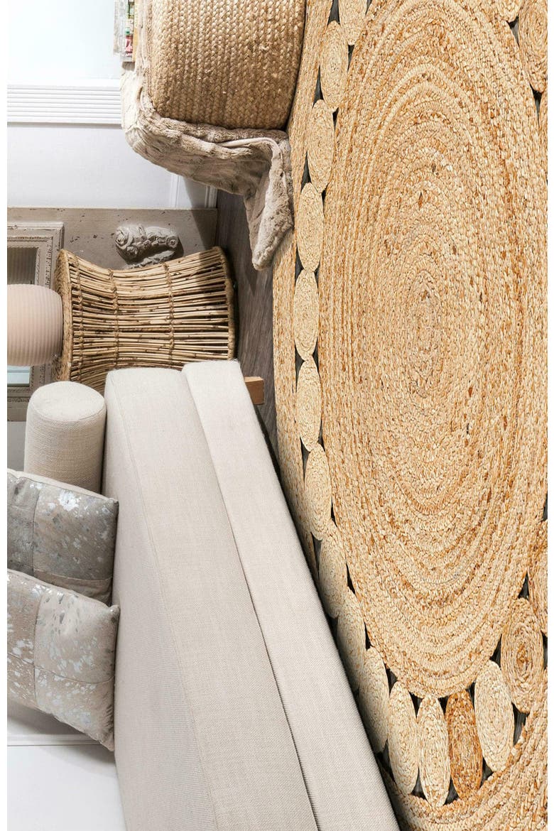 Dahlia Round Natural Jute Boho Circle Natural Round Area Rug, Alternate, color, Natural
