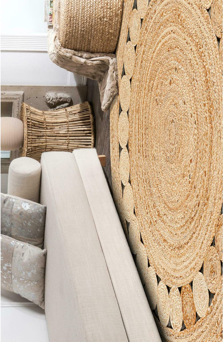 JONATHAN Y Dahlia Round Natural Jute Boho Circle Natural Round Area Rug, Alternate, color, Natural