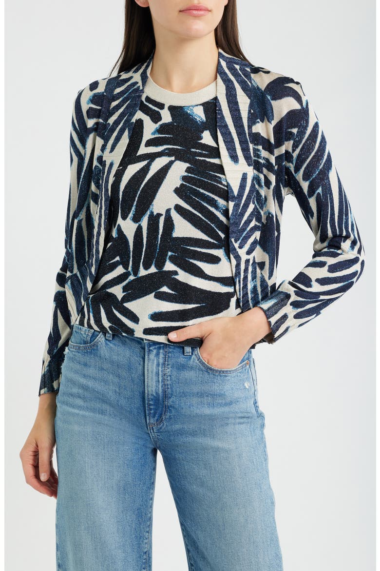 Painted Palms Cardigan, Main, color, INDIGO MULTI