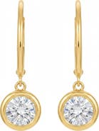 BY ADINA EDEN Lab Grown Diamond Round Bezel Dangling Huggie Earring 14K