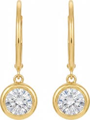 BY ADINA EDEN Lab Grown Diamond Round Bezel Dangling Huggie Earring 14K