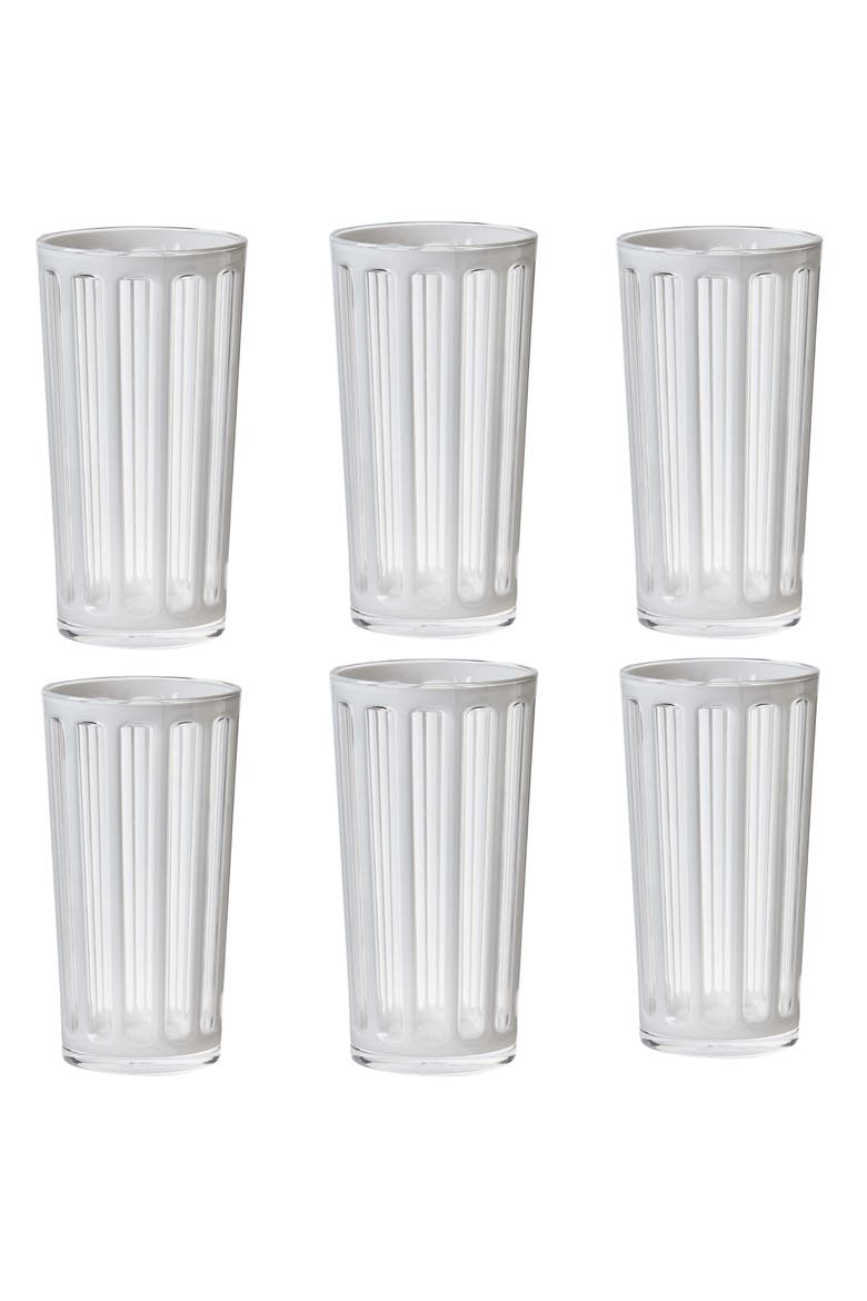 Villa White Acrylic Tumbler Set of 6 BPA-Free Dishwasher Safe, Main, color, White