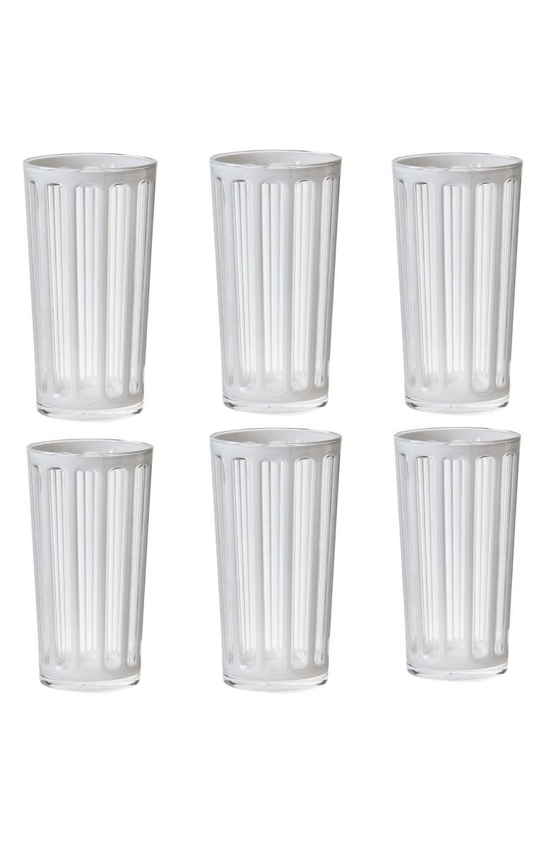 tag Villa White Acrylic Tumbler Set of 6 BPA-Free Dishwasher Safe, Main, color, White