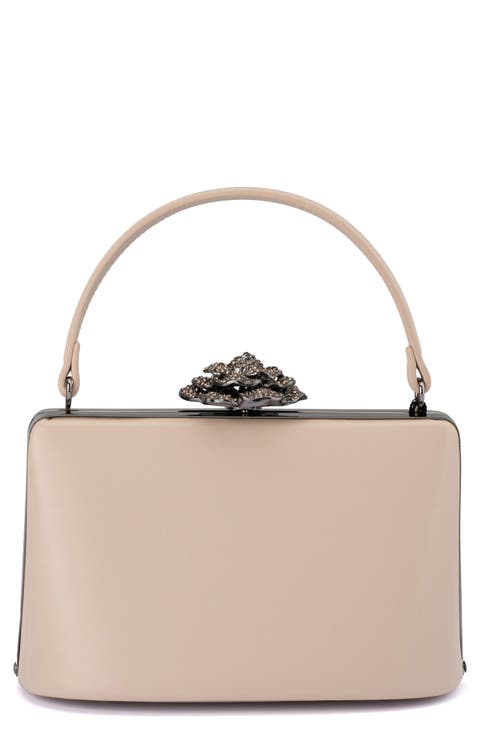 Grace Embellished Frame Top Handle Bag