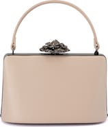 Olga Berg Grace Embellished Frame Top Handle Bag