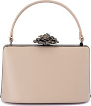 Olga Berg Grace Embellished Frame Top Handle Bag