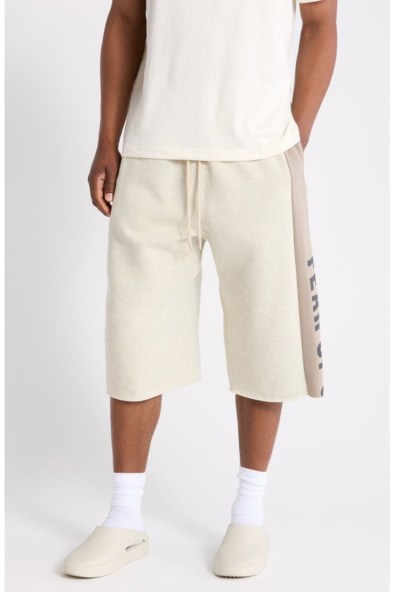 Panelled Raw Cut Off Sweatpants, Main, color, VANILLA HEATHER/ SEAL