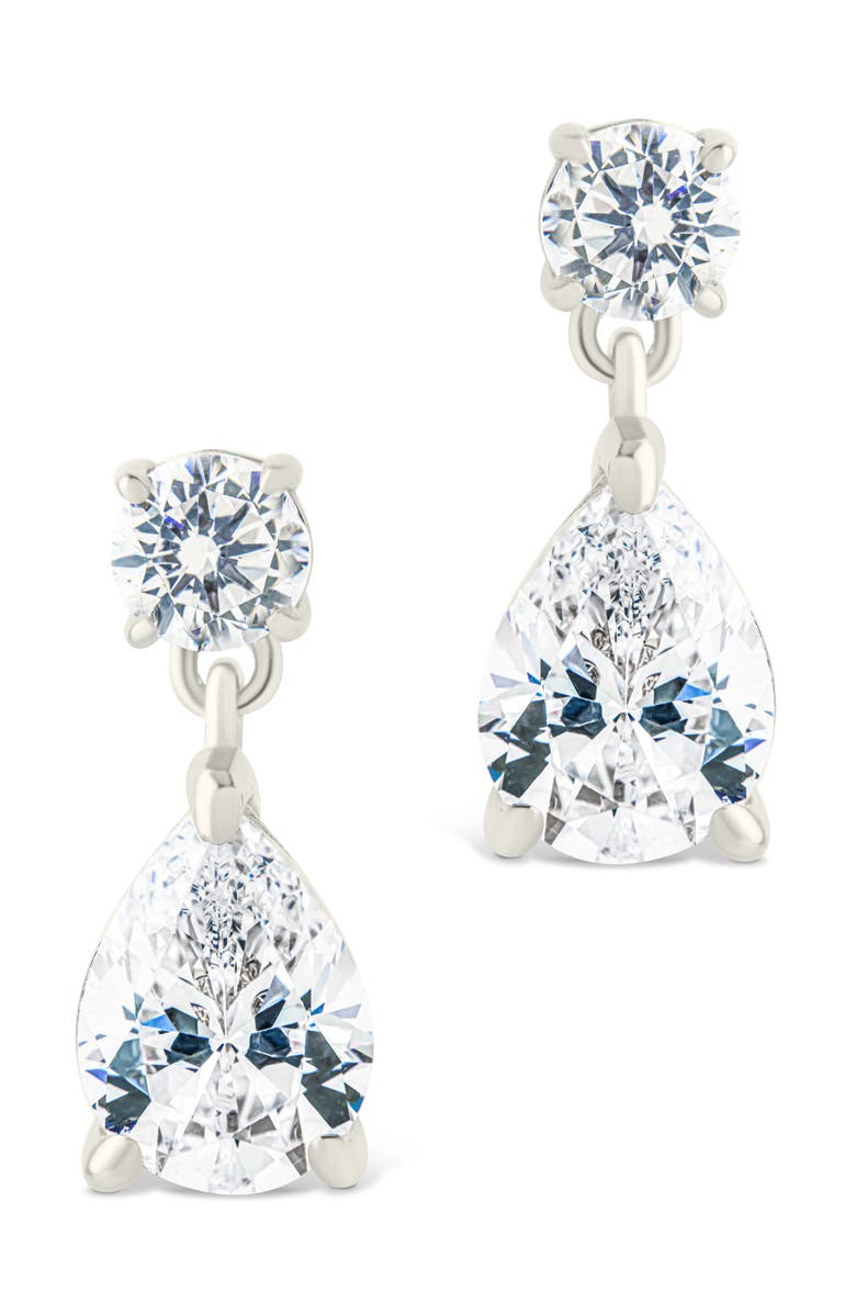 Sterling Forever Imogen Cubic Zirconia Drop Earrings, Alternate, color, Silver