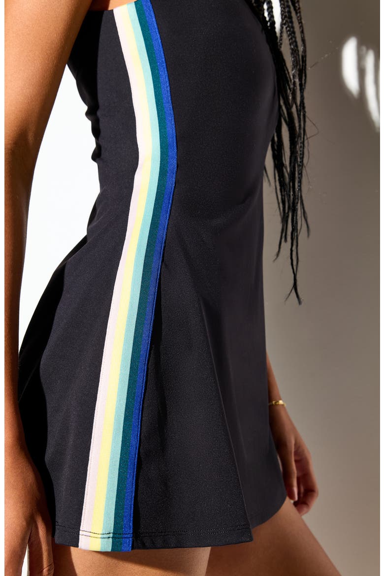 Maddie Side Stripe Active Dress, Alternate, color, BLACK
