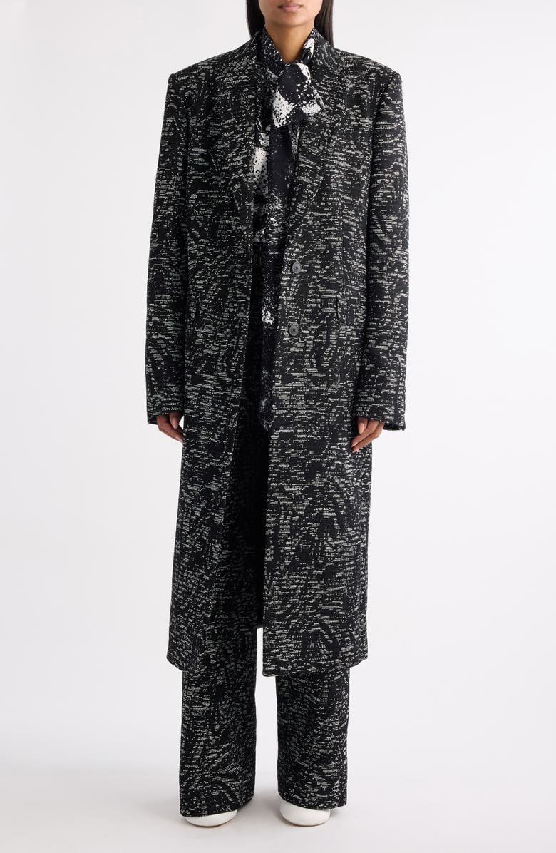 Dries Van Noten Raftan Abstract Swirl Jacquard Coat, Alternate, color, Black