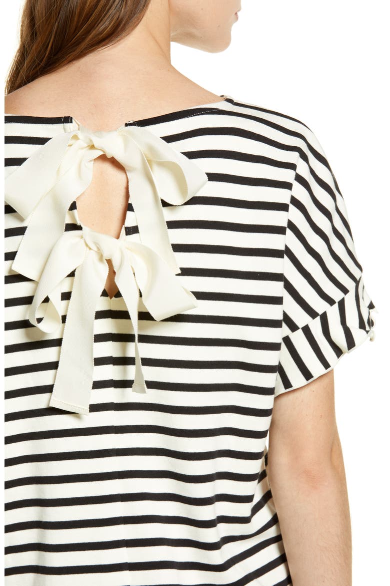 Back Bow Stripe Tee, Alternate, color, BLACK JERSEY STRIPE