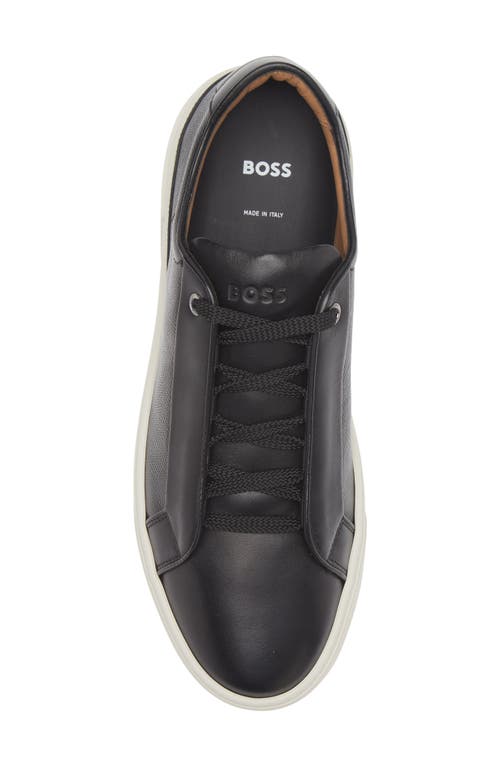 Hugo Boss Gary Leather Low-top Trainers With Branded Lace Loop In Black