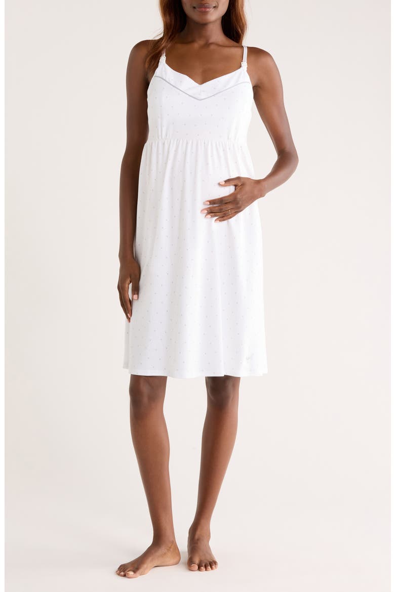 Luxe Star Print Pima Cotton Maternity Nightgown, Main, color, GREY STARS