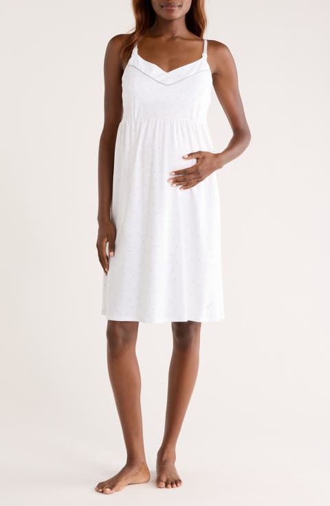 Luxe Star Print Pima Cotton Maternity Nightgown