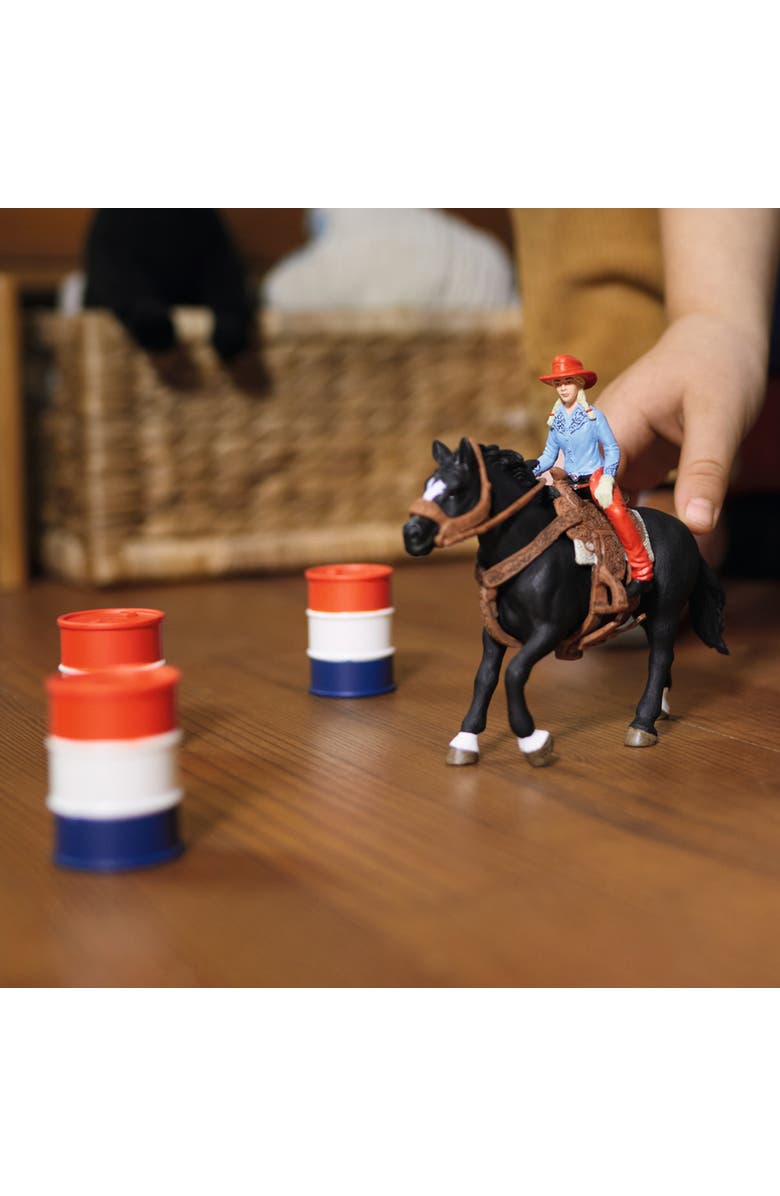 Schleich Farm World Cowgirl Barrel Racing Fun, 7 Piece Playset, Kids, Alternate, color, Multicolored