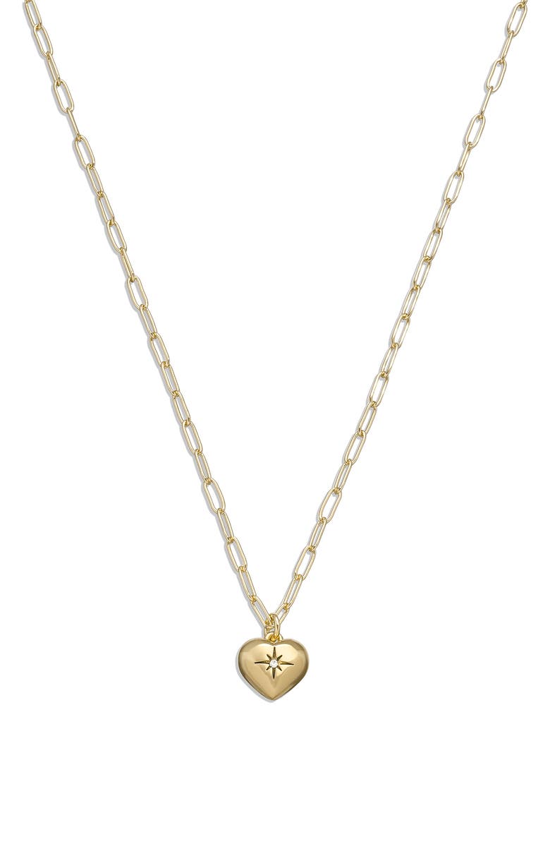 COACH Heart Pendant Necklace, Main, color, Shiny Gold