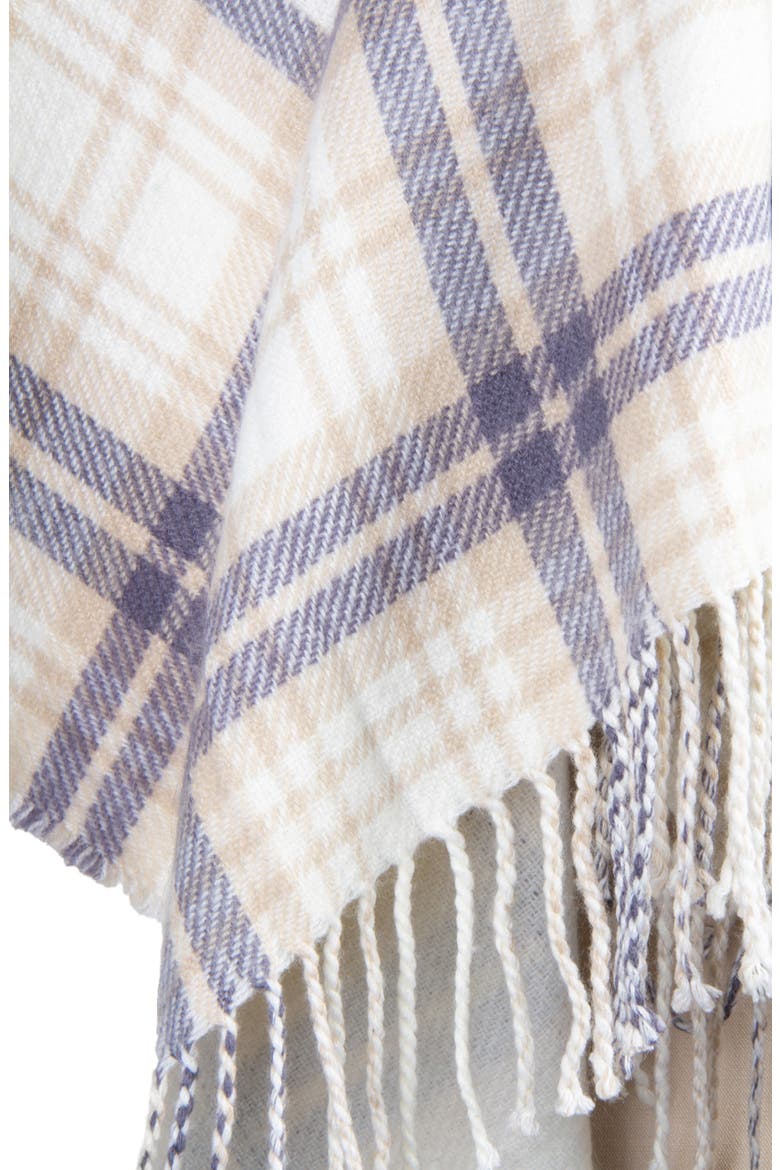 Plaid Tassel Ruana, Alternate, color, IVORY