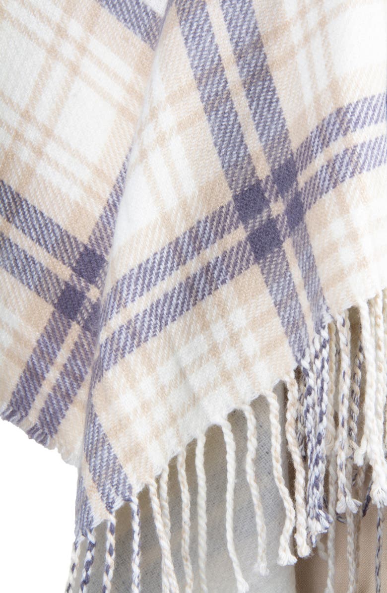 SAACHI Plaid Tassel Ruana, Alternate, color, Ivory