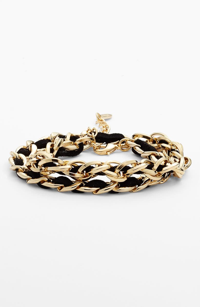 Cara Faux Suede Woven Chain Wrap Bracelet, Main, color, 